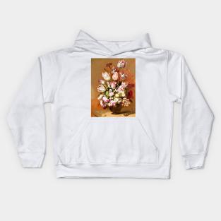 Floral Still Life by Hans Bollongier Kids Hoodie